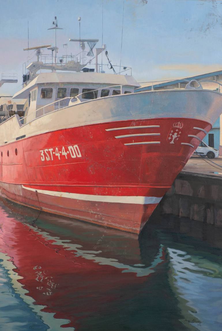 Original Realism Boat Painting by Juan Álvarez Cebrián