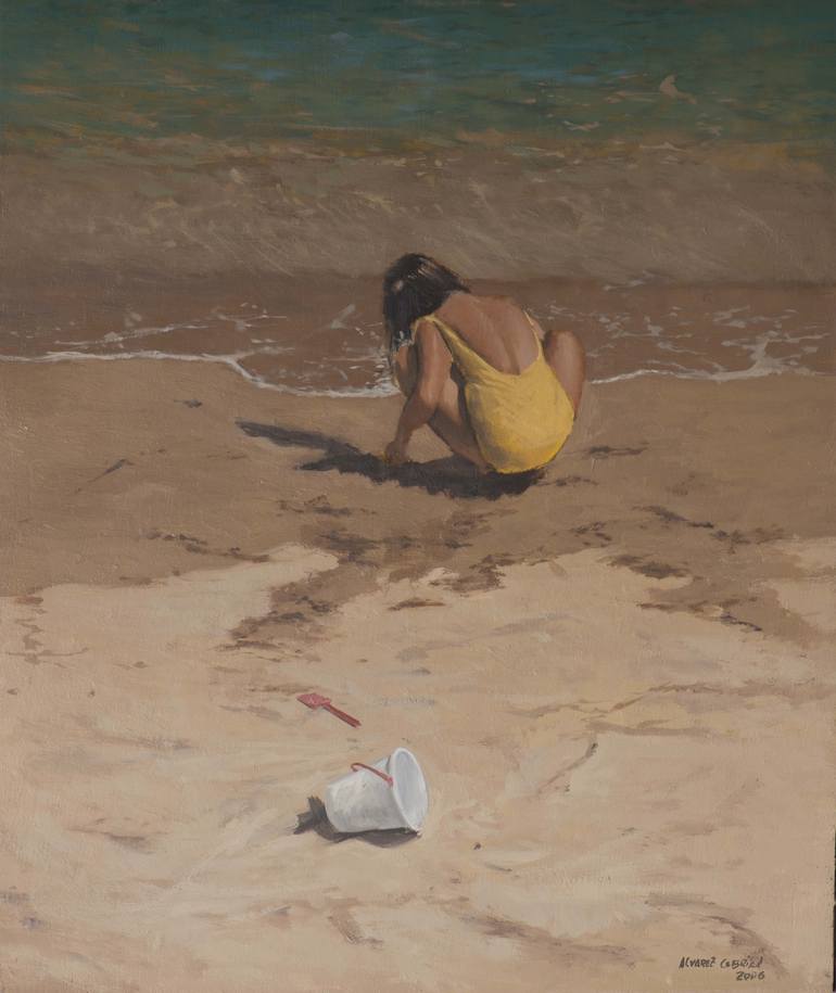 Original Realism Beach Painting by Juan Álvarez Cebrián