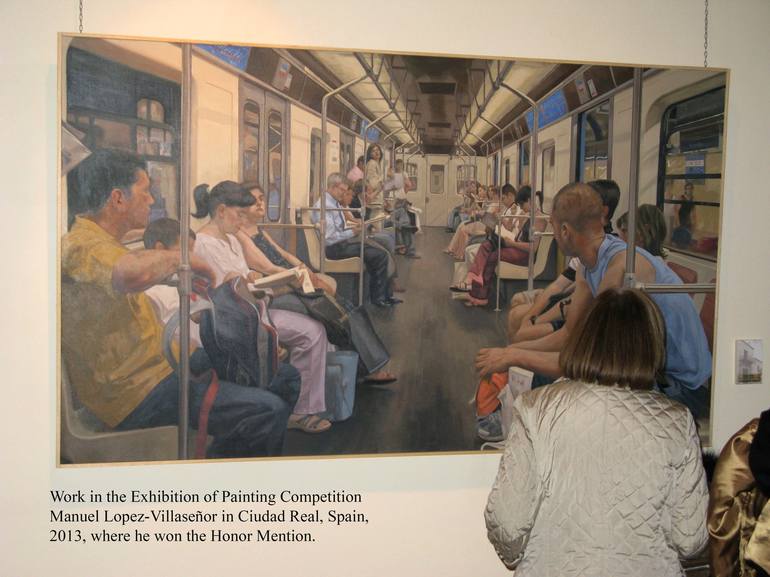 Original Realism People Painting by Juan Álvarez Cebrián