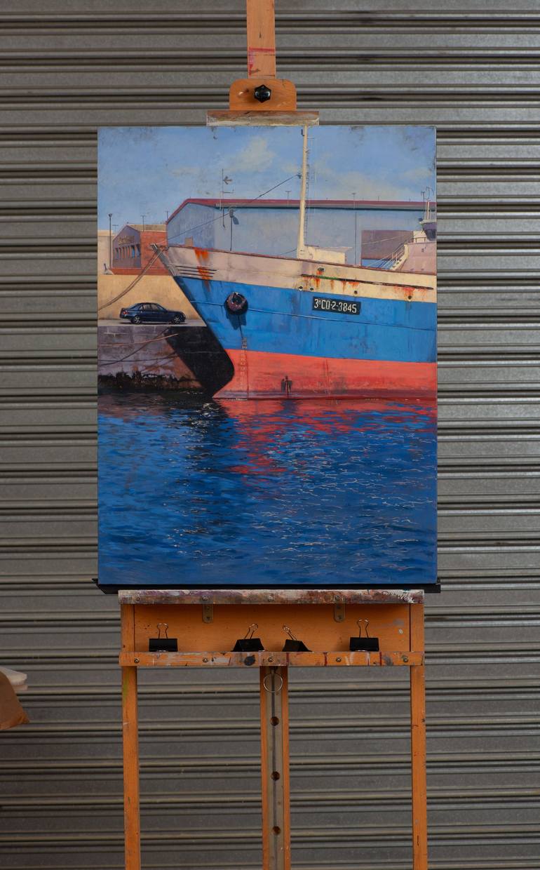 Original Realism Ship Painting by Juan Álvarez Cebrián