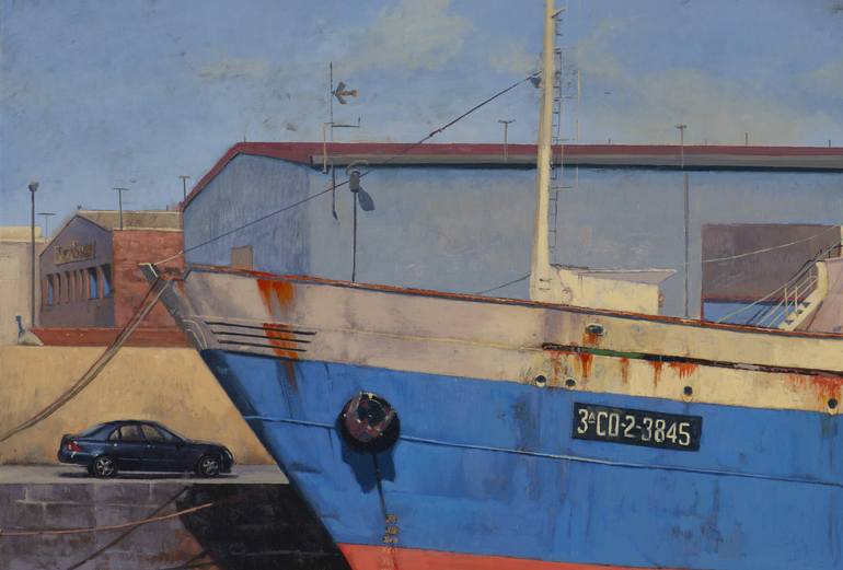 Original Realism Ship Painting by Juan Álvarez Cebrián