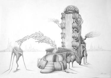 Print of Surrealism Fantasy Drawings by Alexandru Gheorghe