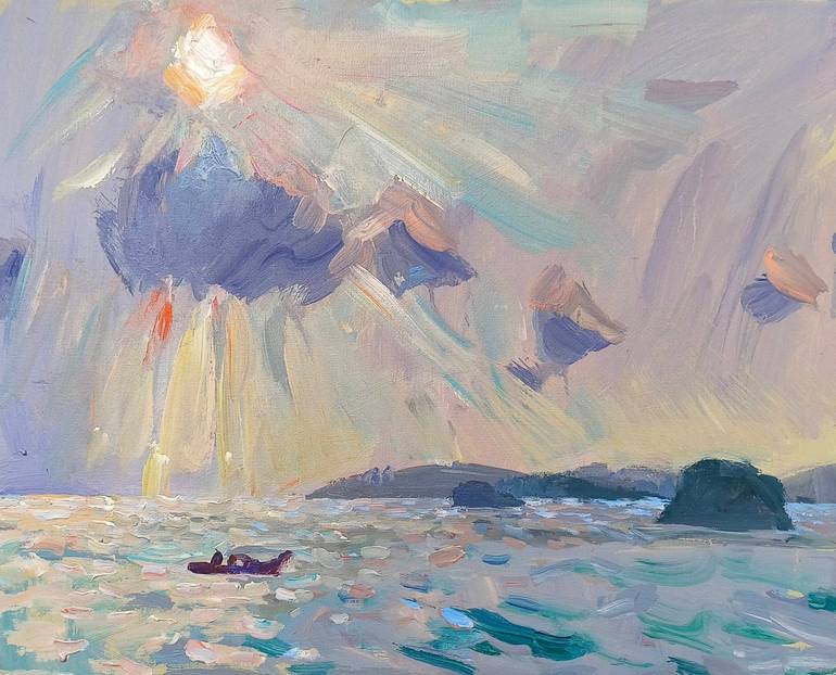 Original Sunset Painting by Paretas Hutanggura | Neo-impressionism Art on Canvas | The Cunning Clouds're Putting on a Play