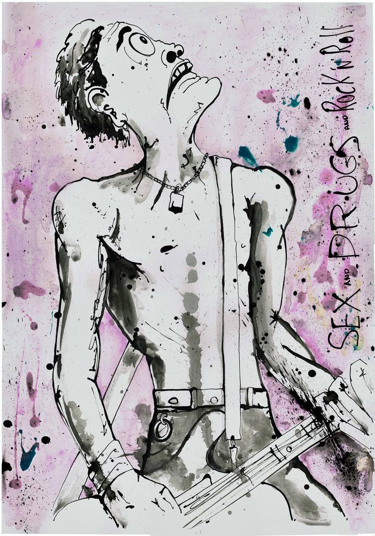 sex and drugs and rock n roll Drawing by keith mcbride | Saatchi Art