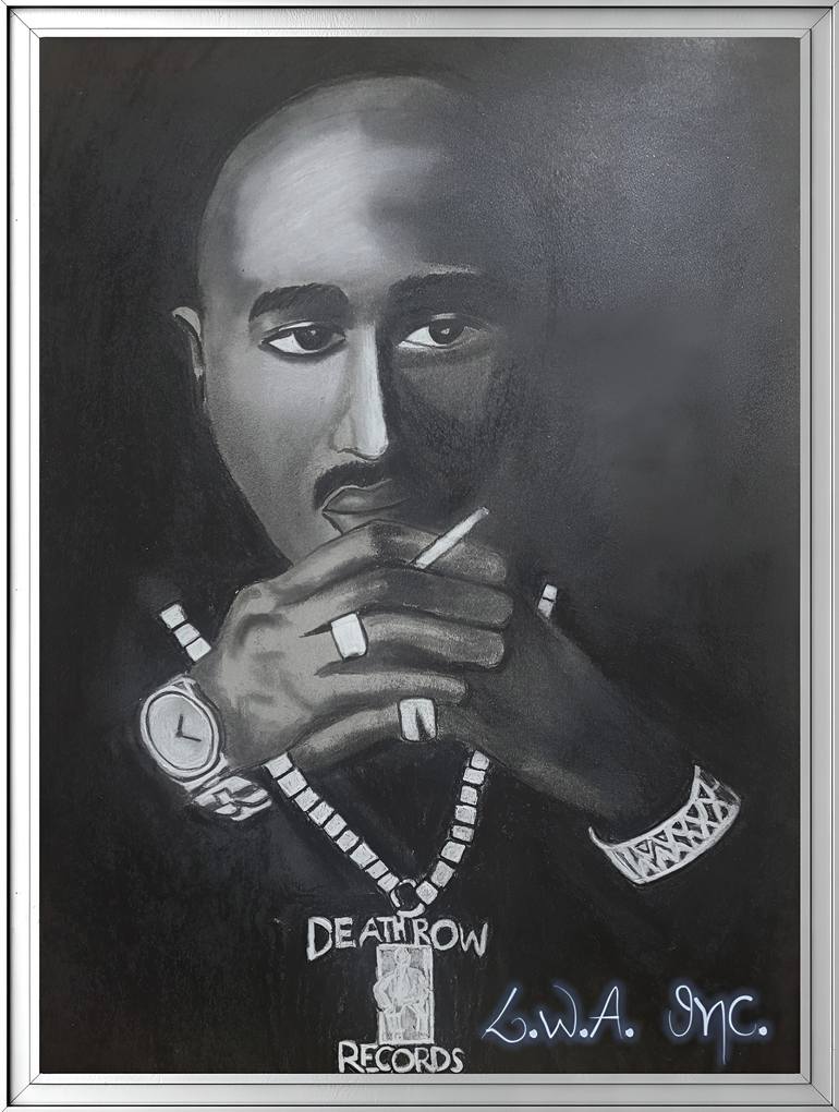 Original Famous Drawing by Wilson Munera  Portraiture Art on Paper  2Pac