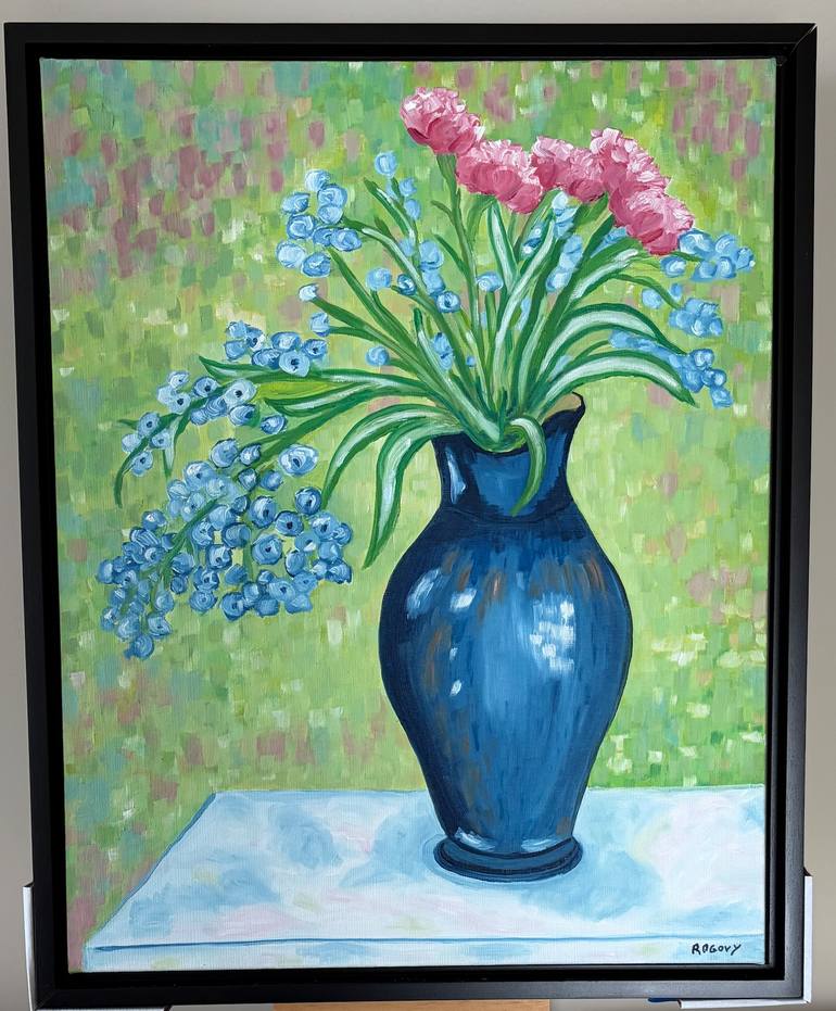 Original Post-impressionism Floral Painting by Hugh Rogovy