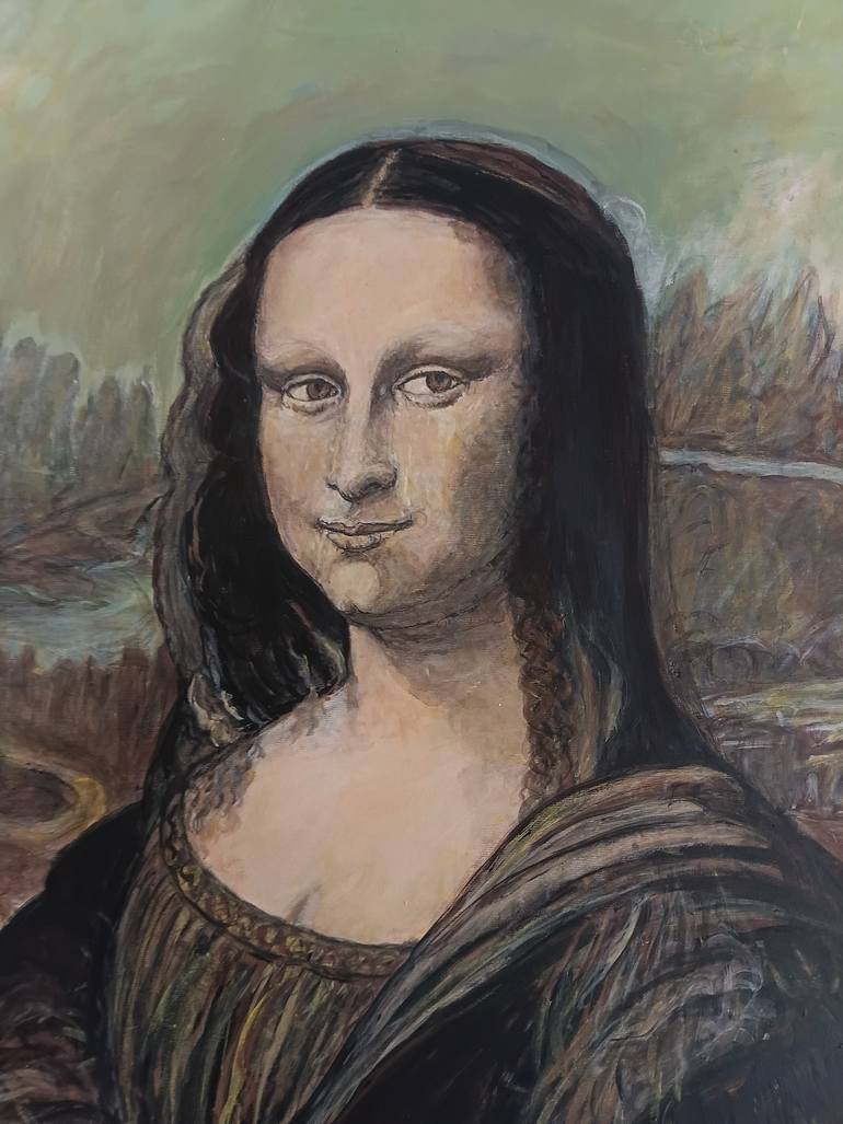 Original Famous Painting by Buket Vohlmacher  Impressionism Art on Canvas  Mona lisa50x70 Canvas