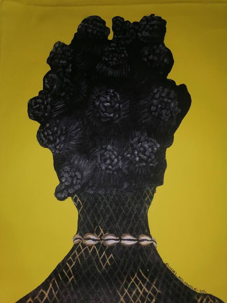 Original Women Painting by Samuel Kolawole | Art Deco Art on Canvas | EWA IRUN iii(the beauty of hair iii)