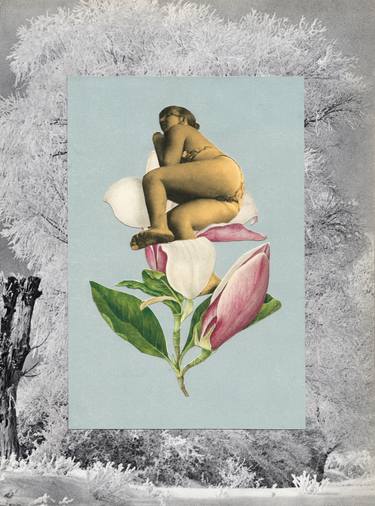 Original Dada Floral Collage by Natalia Lewandowska