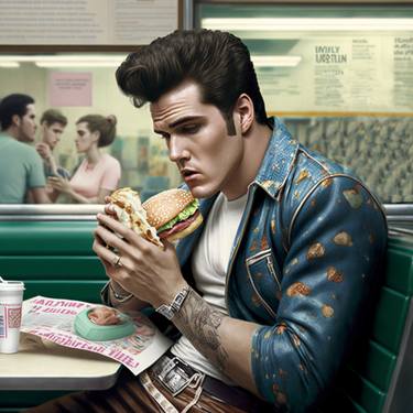 Rebel Vintage Male Eating a Hamburger 1950 thumb