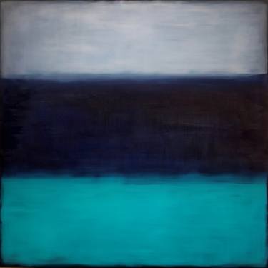 Modern Deep Blue Thoughts a Rothko Inspired Aqua Blue Painting thumb