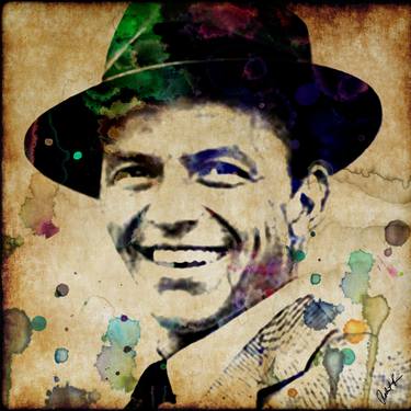 Vintage Watercolor Frank Sinatra 36x36 canvas gallery wrap thumb