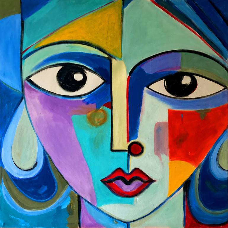 Precocious - ORIGINAL ART - Cubist female 60x60 Painting by Robert Erod ...