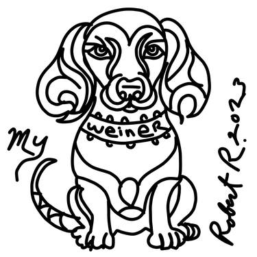 Weiner doggie iPad doodle dog  Robert R - Signed canvas open edt thumb