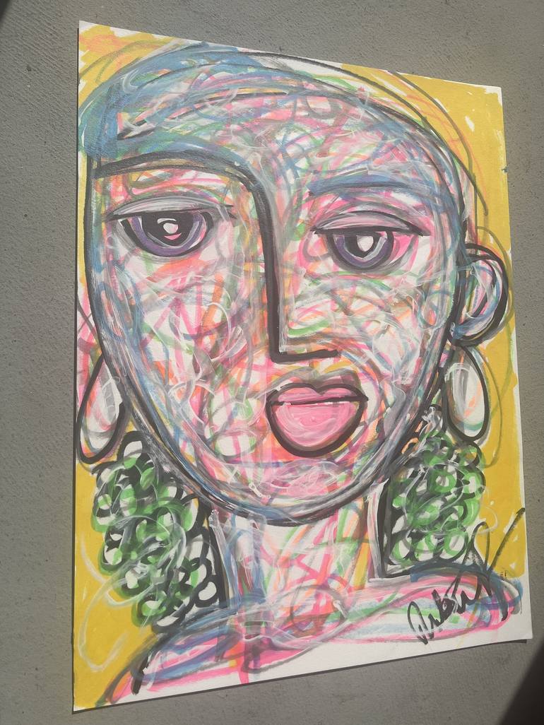 Original Abstract Portrait Mixed Media by Robert Erod