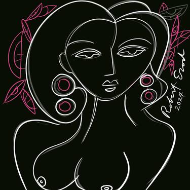 Female nude 2 - Ink on canvas gallery wrap Giclee thumb