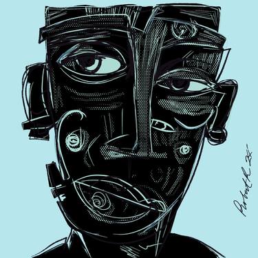 Basquiat dude 3 - Ink on canvas  wrap Giclee - thumb