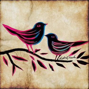 Sepia 1 Love Birds Painting true blue thumb