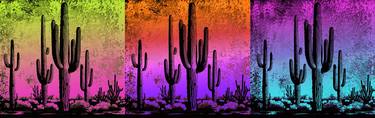 Sunset Neon Cactus 83x26  Signed Art by Robert Erod thumb