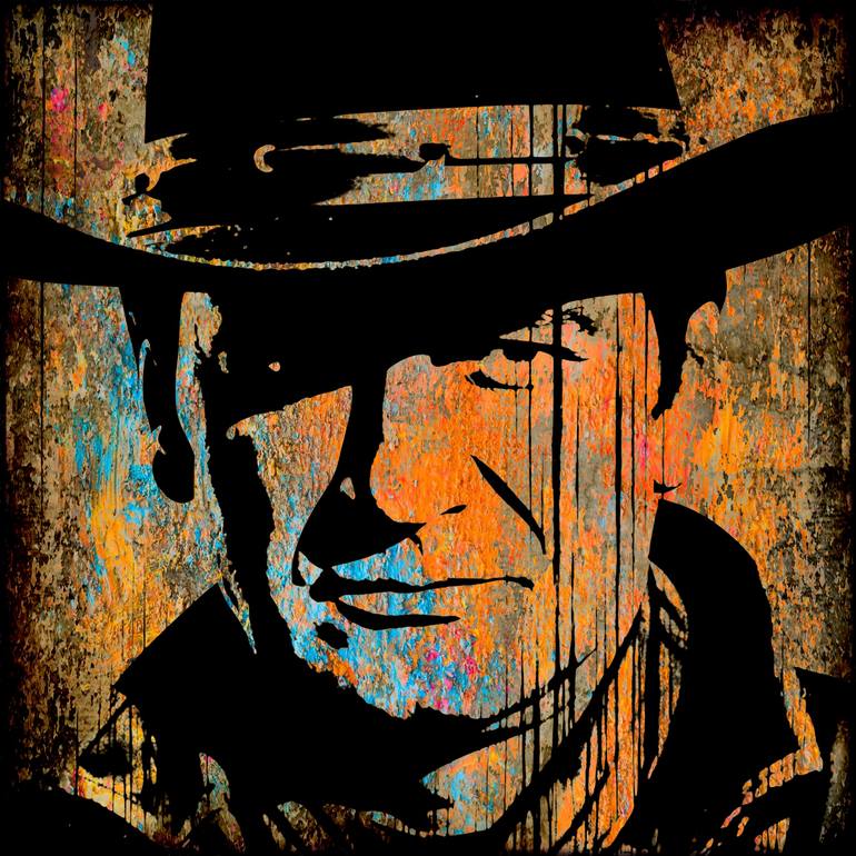 Original Abstract Digital by Robert Erod | Abstract Expressionism Art on Canvas | John Wayne Cowboy Silkscreen - Behind the scenes