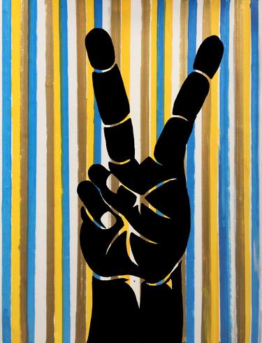 #9 of Series - Gold and Blue Peace Sign thumb