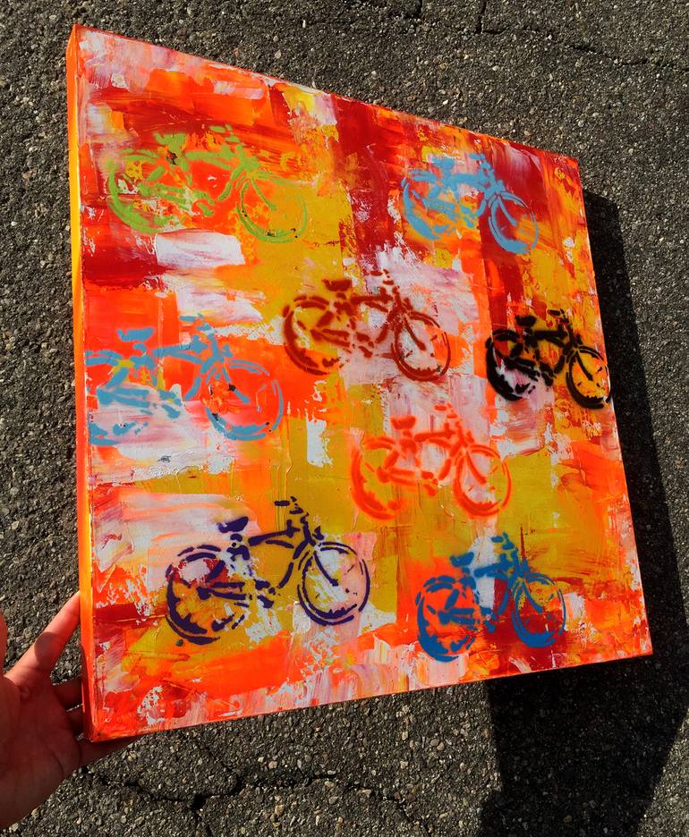 Original Abstract Bicycle Painting by Robert Erod