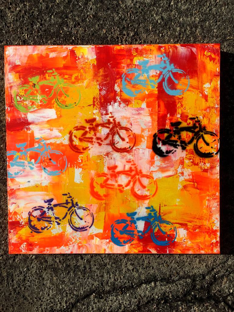 Original Abstract Bicycle Painting by Robert Erod