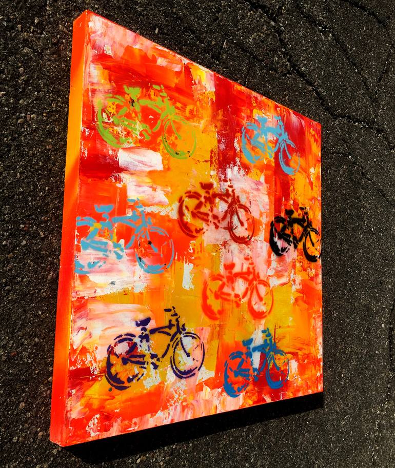 Original Abstract Bicycle Painting by Robert Erod