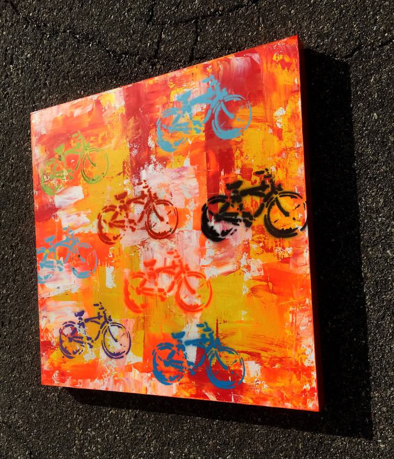 Original Abstract Bicycle Painting by Robert Erod