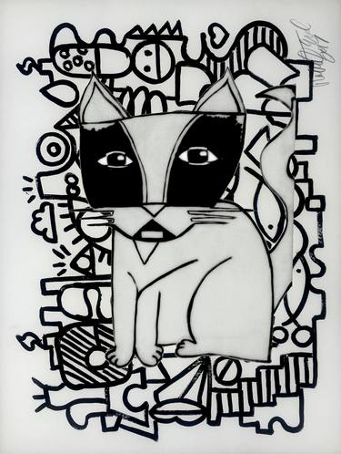 Graffiti Cat 41x54 on Canvas Gallery Stretched HUGE thumb