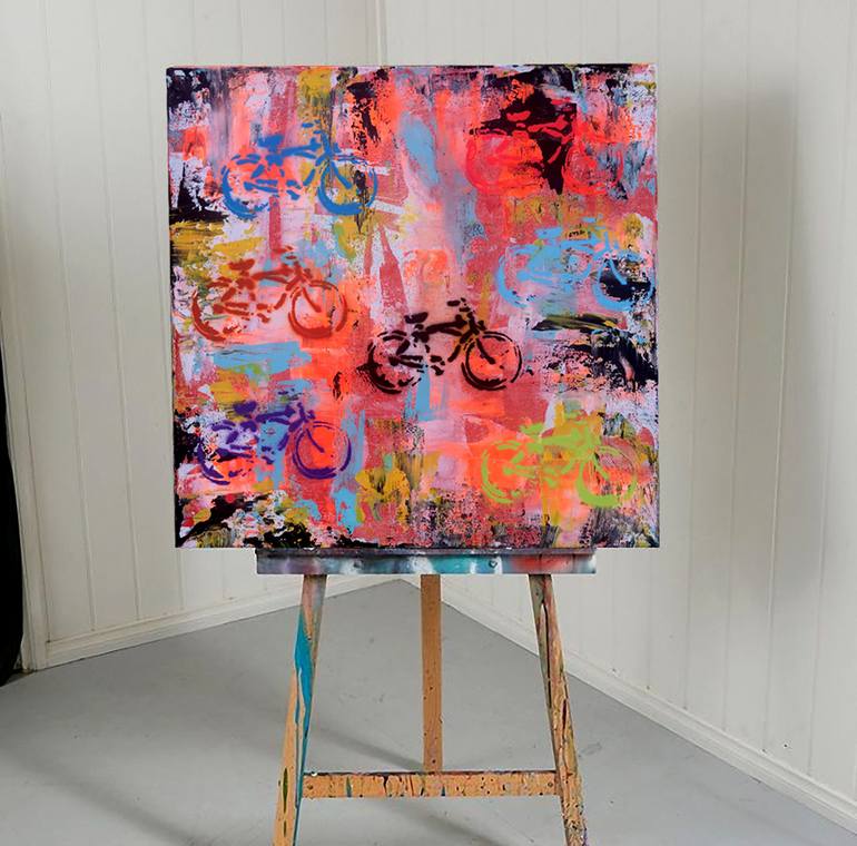 Original Abstract Bike Painting by Robert Erod