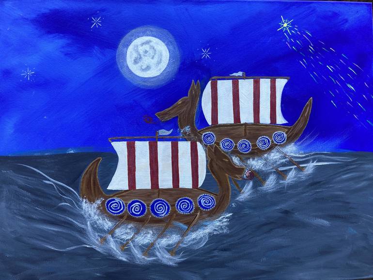 Original Boat Painting by Amber Coben | Abstract Art on Canvas | The Passage Way
