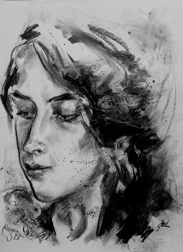 Original Expressionism Women Drawings by Suhair Sibai