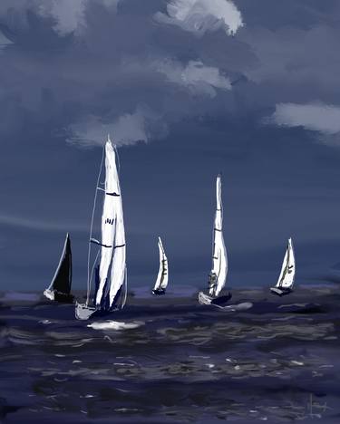 Original Sailboat Digital by Rex Maurice Oppenheimer