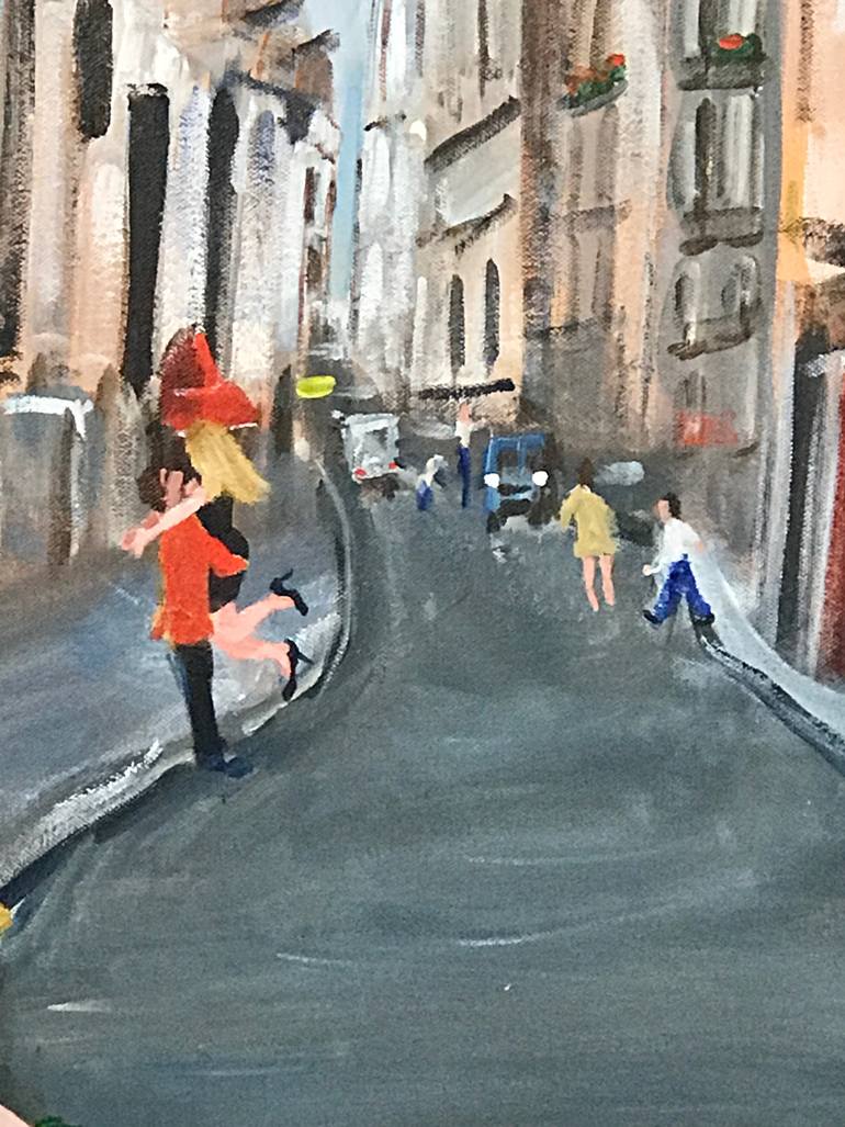 Original Abstract Cities Painting by Rex Maurice Oppenheimer