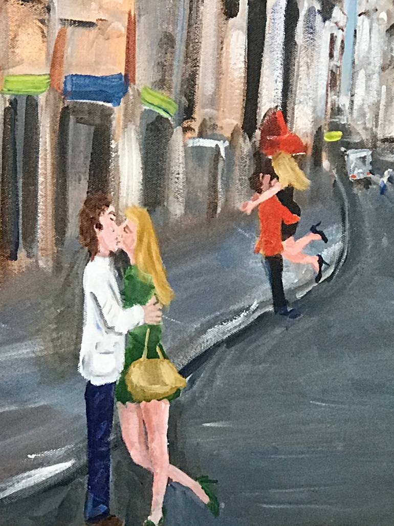 Original Abstract Cities Painting by Rex Maurice Oppenheimer