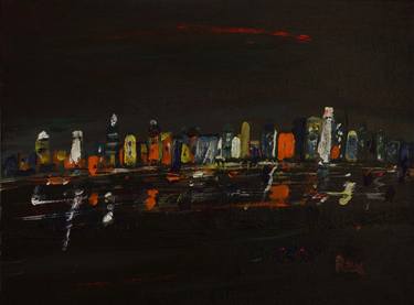 Original Abstract Cities Paintings by Rex Maurice Oppenheimer