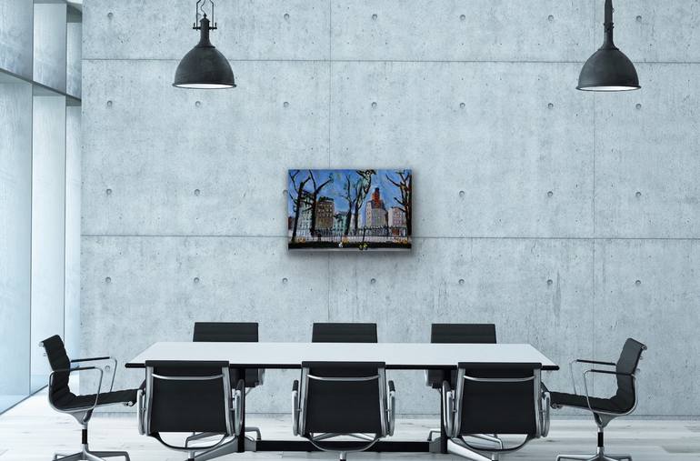 Original Abstract Cities Painting by Rex Maurice Oppenheimer