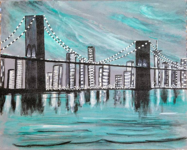 Original Architecture Painting by Sangeetha G | Abstract Expressionism Art on Canvas | Symphony in Grey and Teal