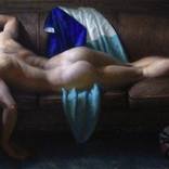 Reclining Male Nude with Blue Kimono by Kendric Tonn