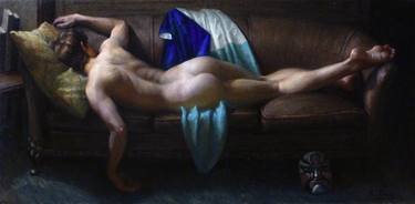 Reclining Male Nude with Blue Kimono thumb