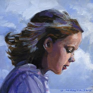 Portrait of a Girl Profile with Blue Sky thumb