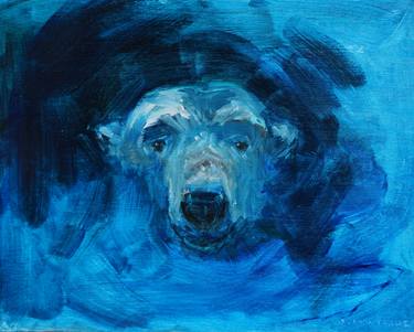 Polar Bear Rising in the Moonlight. Blue Polar Bear Series thumb