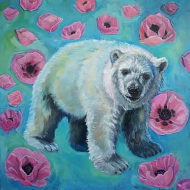 Fuzzball and the Pink Poppies (Polar Bear Cub) thumb