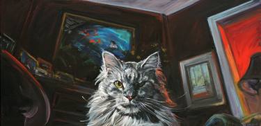 Print of Fine Art Cats Paintings by Christine Montague
