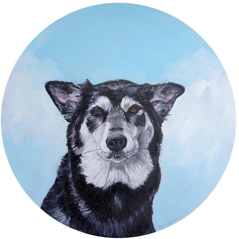 Original Figurative Dogs Painting by Christine Montague