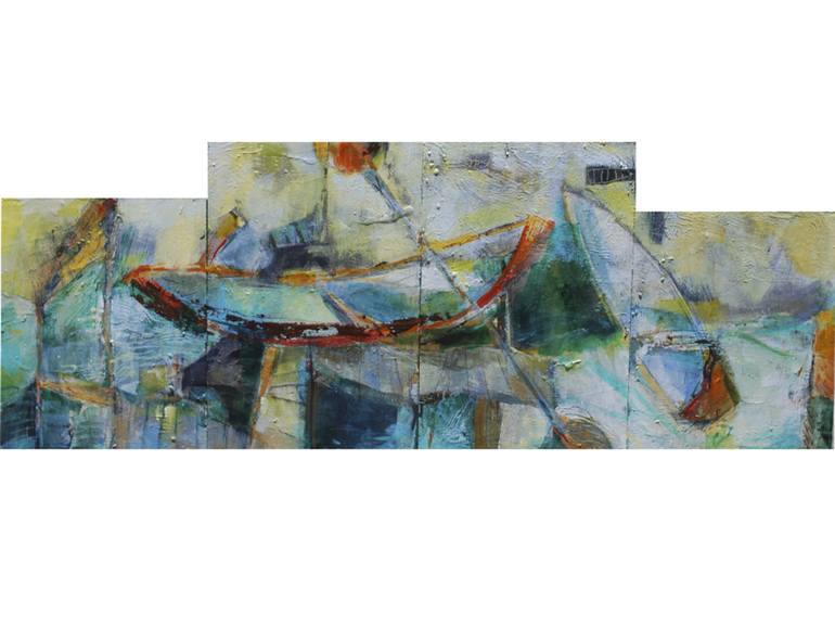 Original Abstract Boat Paintings by Kathryn Wills