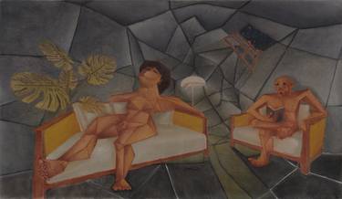 Original Cubism Interiors Paintings by Davide Filippo Ceccarossi