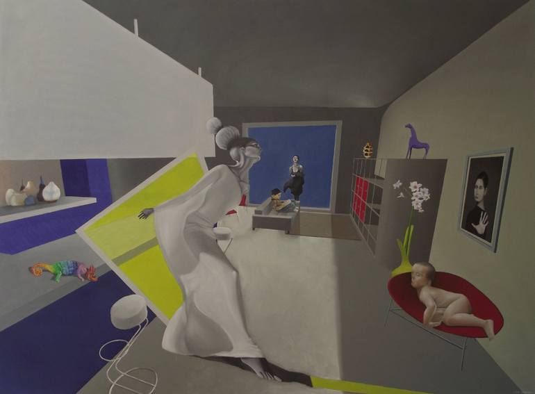 Print of Surrealism Interiors Paintings by Davide Filippo Ceccarossi