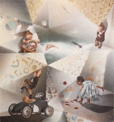 Original Cubism Children Paintings by Davide Filippo Ceccarossi